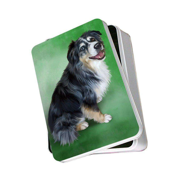 Australian Shepherd Blue Merle Dog Photo Storage Tin