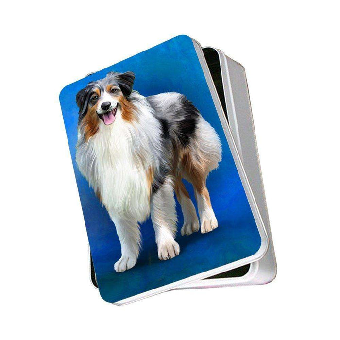 Australian Shepherd Blue Merle Dog Photo Storage Tin