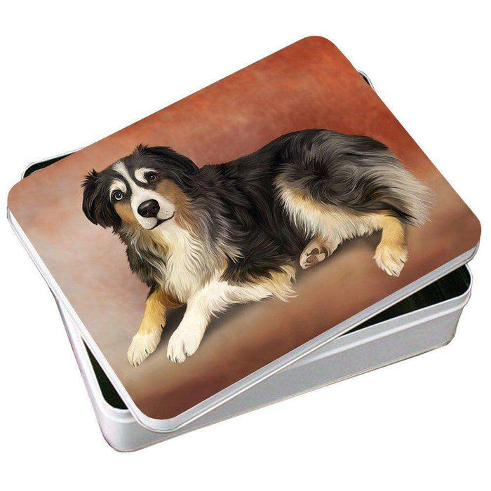 Australian Shepherd Blue Merle Dog Photo Storage Tin