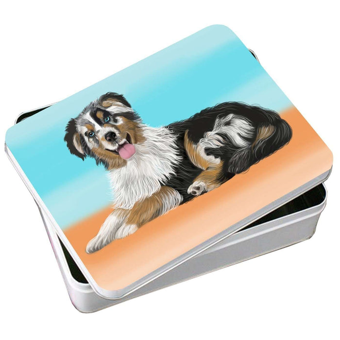 Australian Shepherd Blue Merle Dog Photo Storage Tin