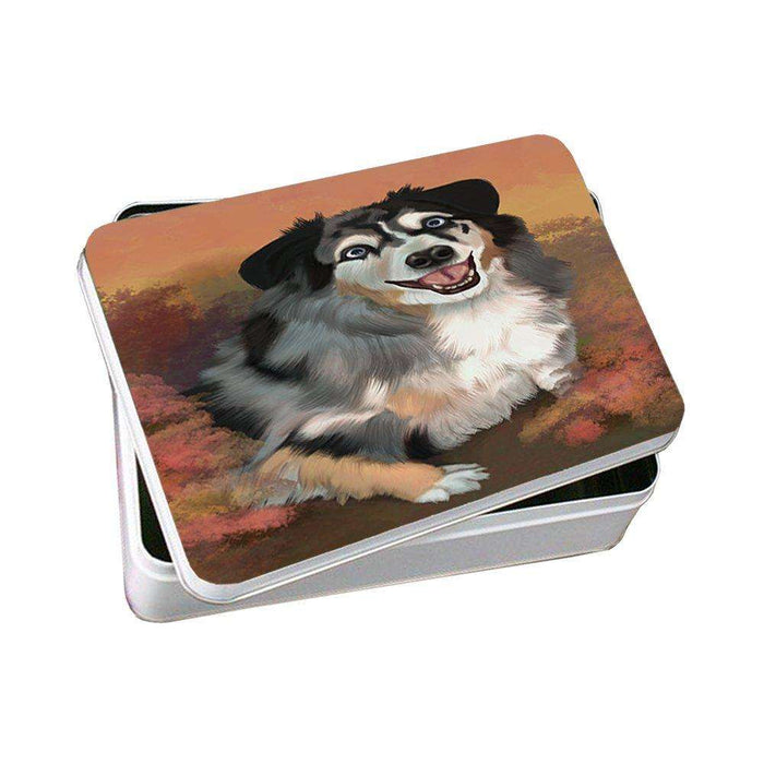 Australian Shepherd Blue Merle Dog Photo Storage Tin