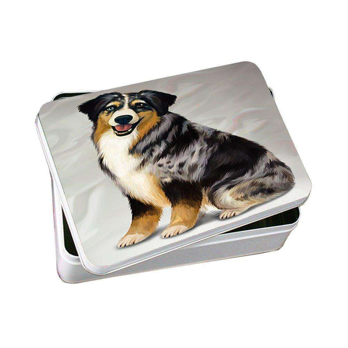 Australian Shepherd Blue Merle Dog Photo Storage Tin