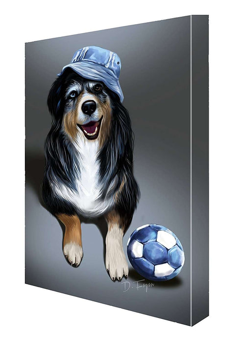 Australian Shepherd Blue Merle Dog with Denim Ball and Hat Canvas