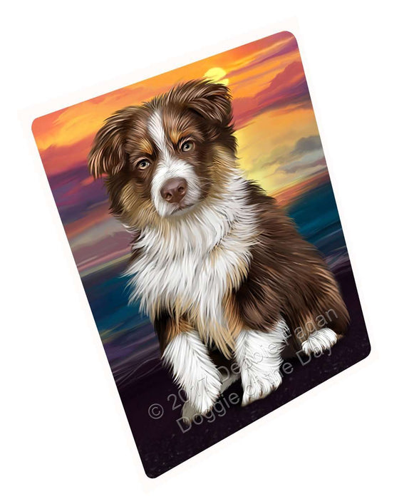 Australian Shepherd Brown Puppy Dog Art Portrait Print Woven Throw Sherpa Plush Fleece Blanket