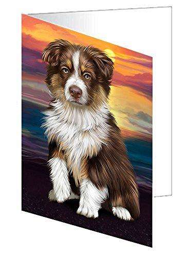 Australian Shepherd Brown Puppy Dog Handmade Artwork Assorted Pets Greeting Cards and Note Cards with Envelopes for All Occasions and Holiday Seasons