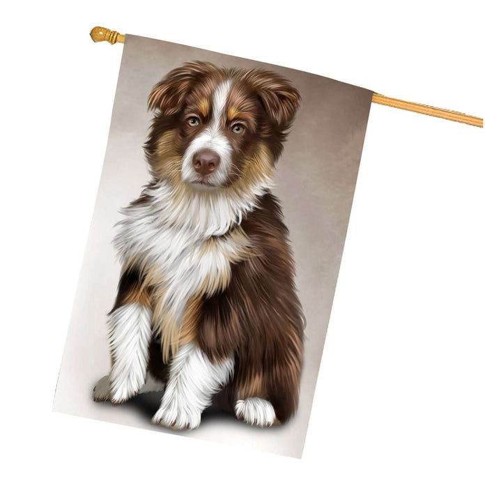 Australian Shepherd Brown Puppy Dog House Flag