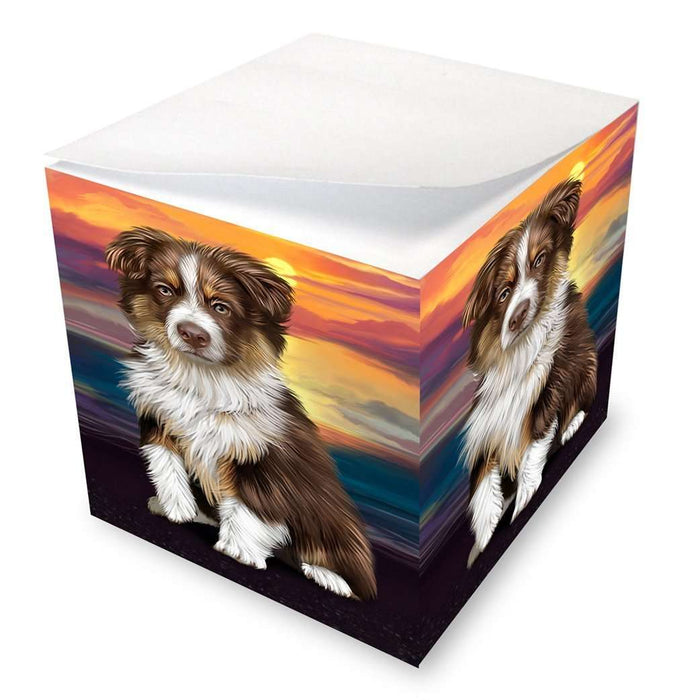 Australian Shepherd Brown Puppy Dog Note Cube