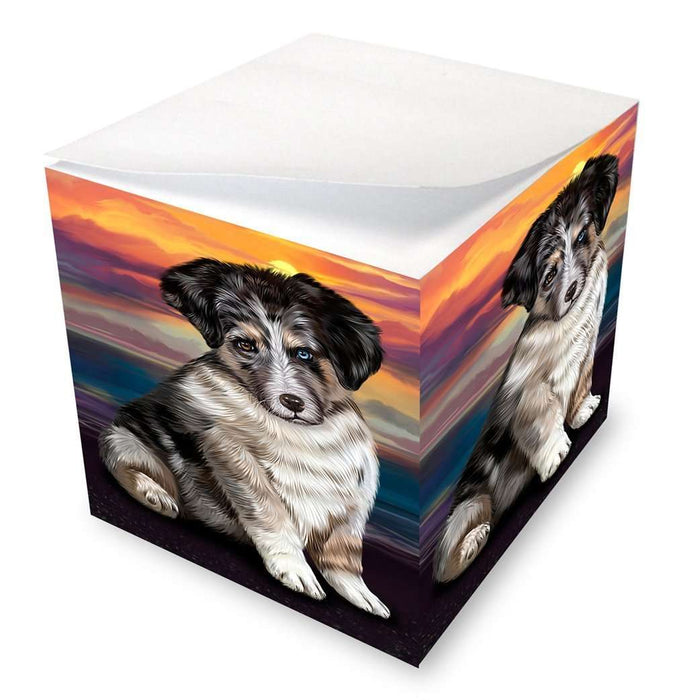 Australian Shepherd Brown Puppy Dog Note Cube