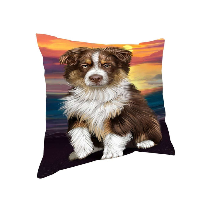 Australian Shepherd Brown Puppy Dog Throw Pillow
