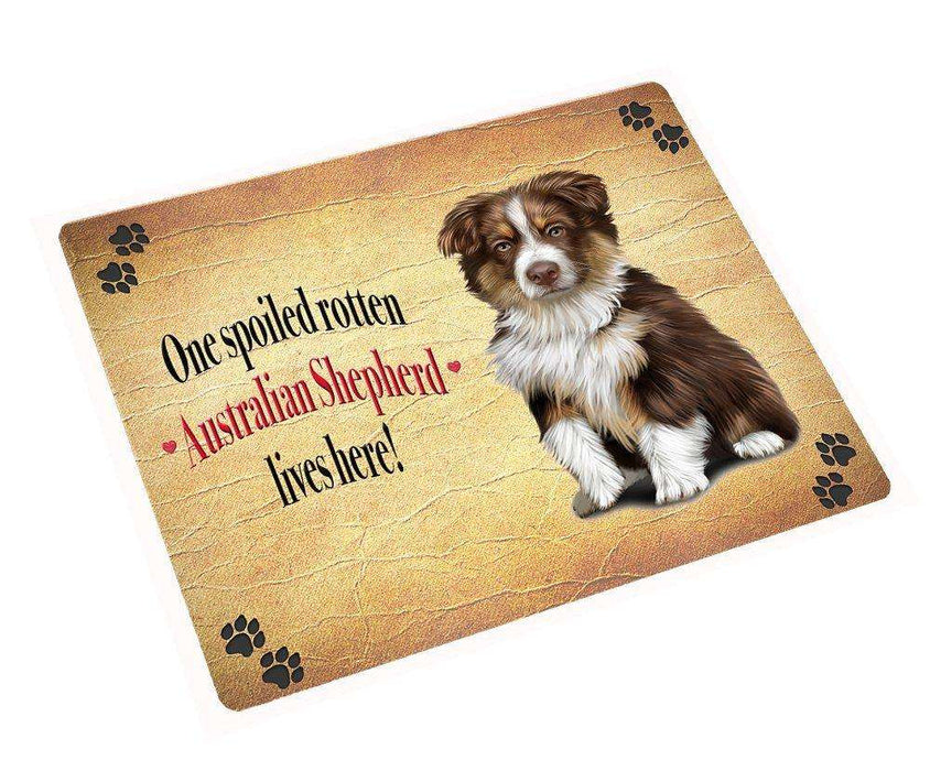 Australian Shepherd Brown Spoiled Rotten Dog Art Portrait Print Woven Throw Sherpa Plush Fleece Blanket