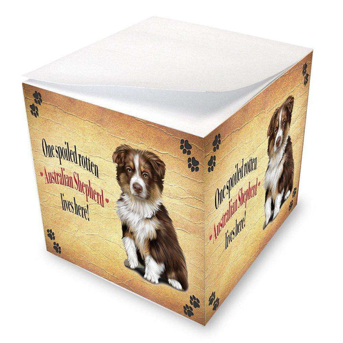 Australian Shepherd Brown Spoiled Rotten Dog Note Cube