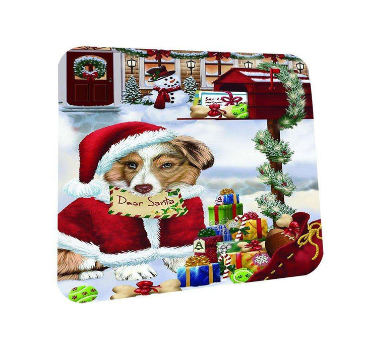 Australian Shepherd Dear Santa Letter Christmas Holiday Mailbox Dog Coasters Set of 4