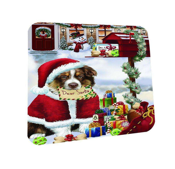 Australian Shepherd Dear Santa Letter Christmas Holiday Mailbox Dog Coasters Set of 4