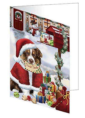 Australian Shepherd Dear Santa Letter Christmas Holiday Mailbox Dog Handmade Artwork Assorted Pets Greeting Cards and Note Cards with Envelopes for All Occasions and Holiday Seasons