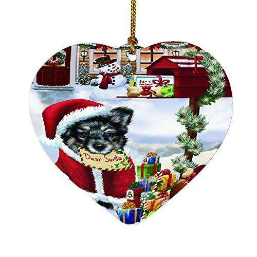 Australian Shepherd Dear Santa Letter Christmas Holiday Mailbox Dog Heart Ornament D085