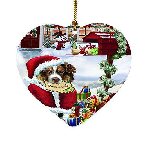 Australian Shepherd Dear Santa Letter Christmas Holiday Mailbox Dog Heart Ornament D087