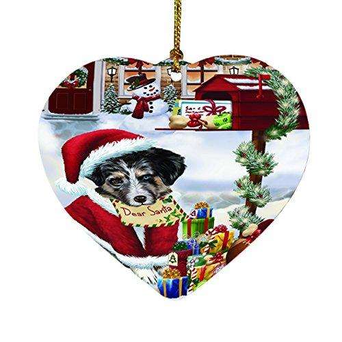 Australian Shepherd Dear Santa Letter Christmas Holiday Mailbox Dog Heart Ornament D088