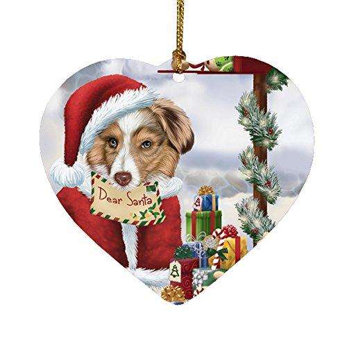 Australian Shepherd Dear Santa Letter Christmas Holiday Mailbox Dog Heart Ornament