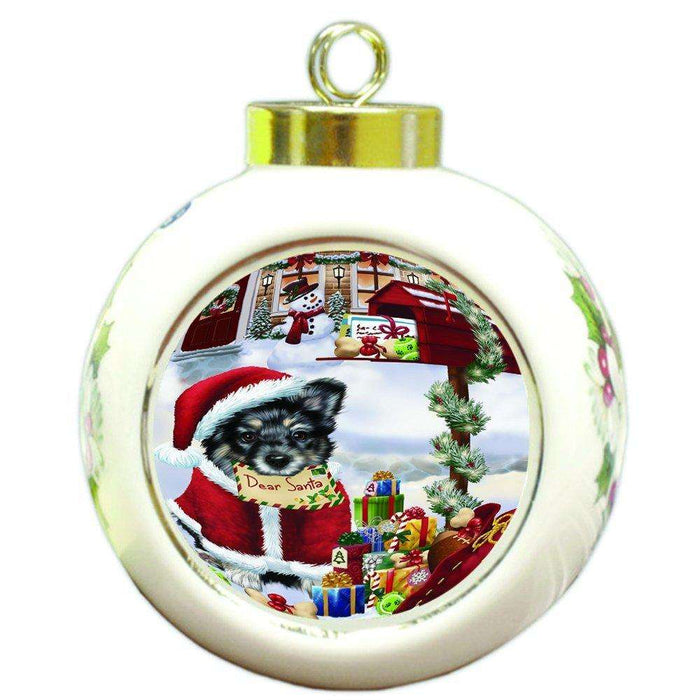 Australian Shepherd Dear Santa Letter Christmas Holiday Mailbox Dog Round Ball Ornament D085