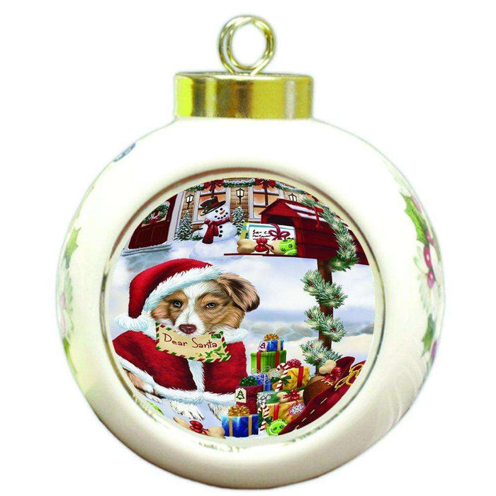 Australian Shepherd Dear Santa Letter Christmas Holiday Mailbox Dog Round Ball Ornament D086