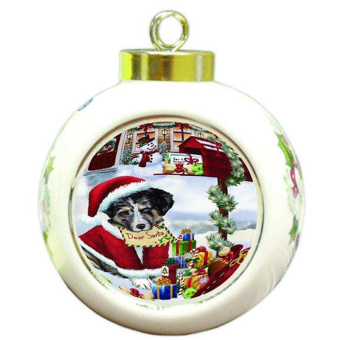 Australian Shepherd Dear Santa Letter Christmas Holiday Mailbox Dog Round Ball Ornament D088