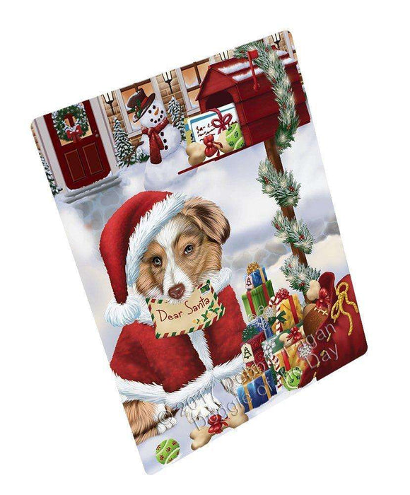 Australian Shepherd Dear Santa Letter Christmas Holiday Mailbox Dog Tempered Cutting Board (Small)