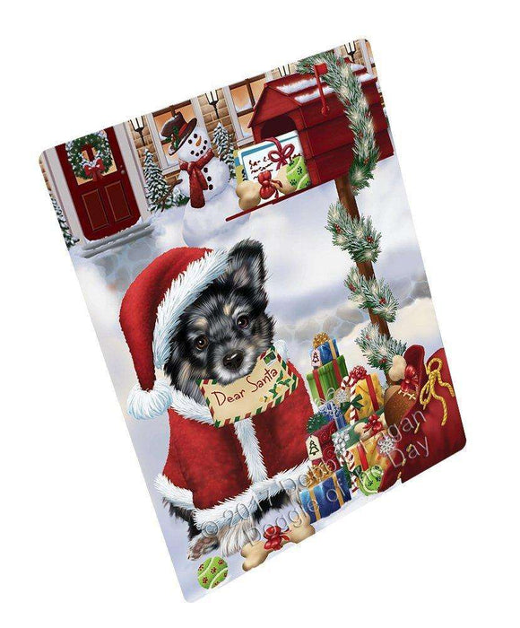 Australian Shepherd Dear Santa Letter Christmas Holiday Mailbox Dog Tempered Cutting Board (Small)