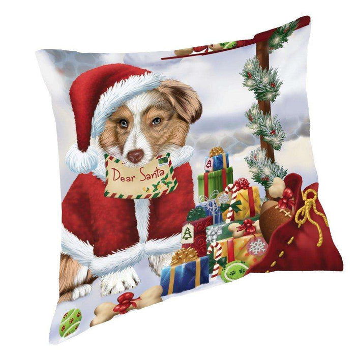 Australian Shepherd Dear Santa Letter Christmas Holiday Mailbox Dog Throw Pillow