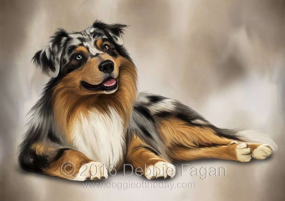 Australian Shepherd Dog Art Portrait Print Woven Throw Sherpa Plush Fleece Blanket