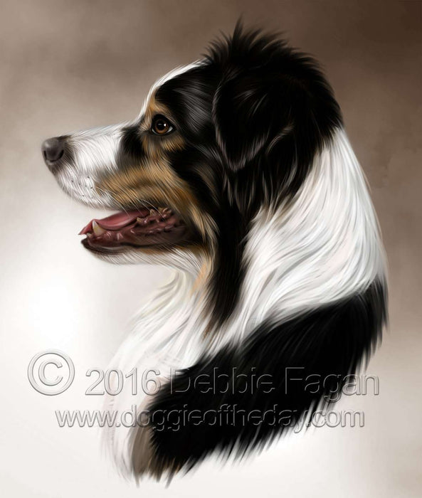 Australian Shepherd Dog Art Portrait Print Woven Throw Sherpa Plush Fleece Blanket