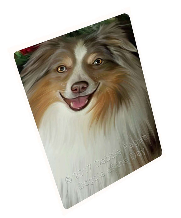 Australian Shepherd Dog Art Portrait Print Woven Throw Sherpa Plush Fleece Blanket