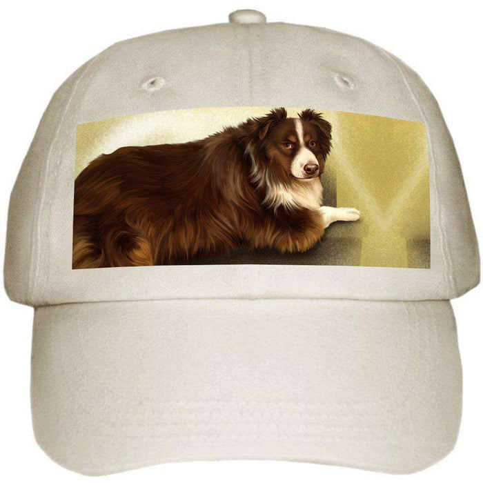 Australian Shepherd Dog Ball Hat Cap Off White