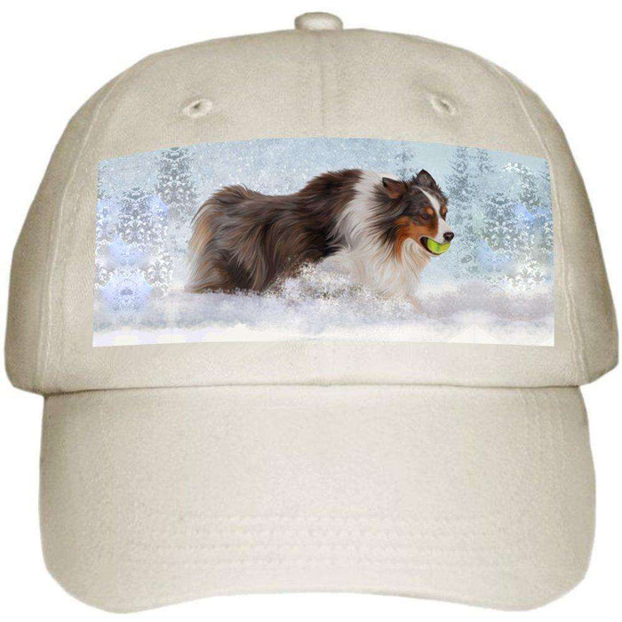 Australian Shepherd Dog Ball Hat Cap Off White