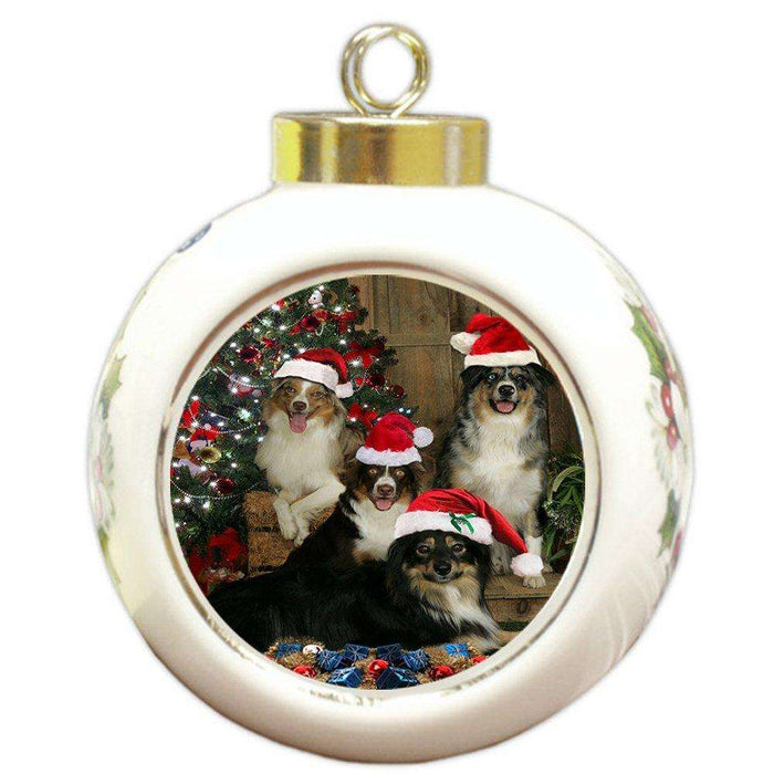 Australian Shepherd Dog Christmas Round Ball Ornament
