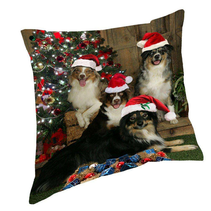 Australian Shepherd Dog Christmas Throw Pillow