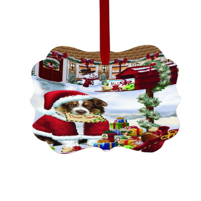 Australian Shepherd Dog Dear Santa Letter Christmas Holiday Mailbox Double-Sided Photo Benelux Christmas Ornament LOR49002