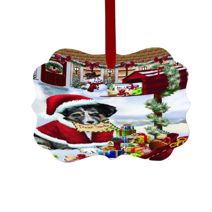 Australian Shepherd Dog Dear Santa Letter Christmas Holiday Mailbox Double-Sided Photo Benelux Christmas Ornament LOR49003