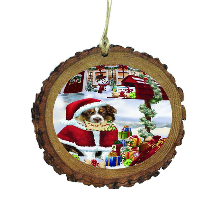 Australian Shepherd Dog Dear Santa Letter Christmas Holiday Mailbox Wooden Christmas Ornament WOR49002