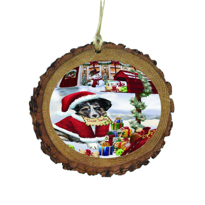 Australian Shepherd Dog Dear Santa Letter Christmas Holiday Mailbox Wooden Christmas Ornament WOR49003