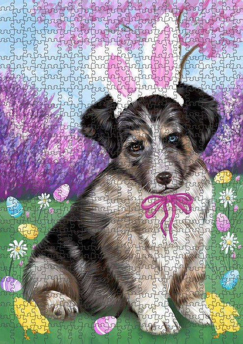 Australian Shepherd Dog Easter Holiday Puzzle with Photo Tin PUZL50154