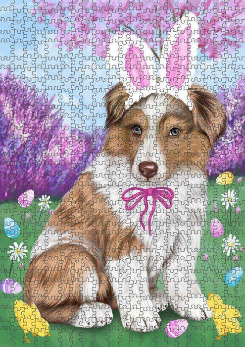Australian Shepherd Dog Easter Holiday Puzzle with Photo Tin PUZL50157