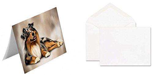 Australian Shepherd Dog Handmade Artwork Assorted Pets Greeting Cards and Note Cards with Envelopes for All Occasions and Holiday Seasons D001