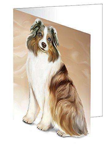 Australian Shepherd Dog Handmade Artwork Assorted Pets Greeting Cards and Note Cards with Envelopes for All Occasions and Holiday Seasons