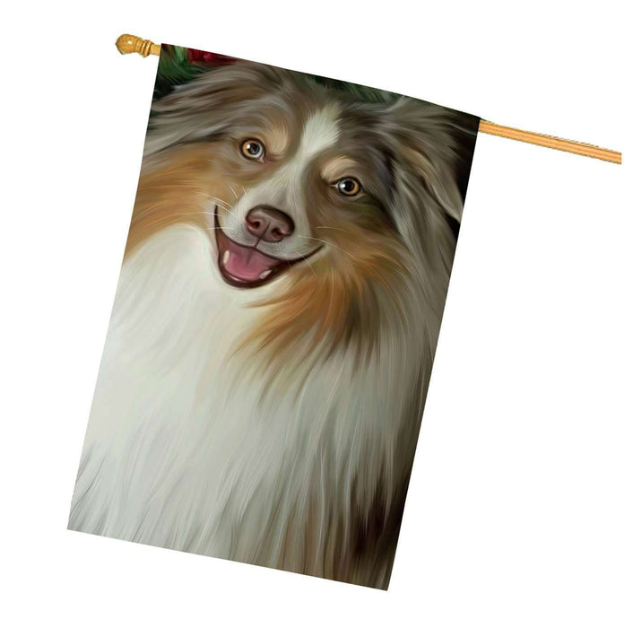 Australian Shepherd Dog House Flag