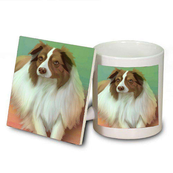 Australian Shepherd Dog Mug and Coaster Set