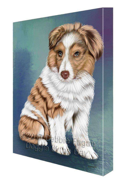 Australian Shepherd Dog Painting Printed on Canvas Wall Art Signed