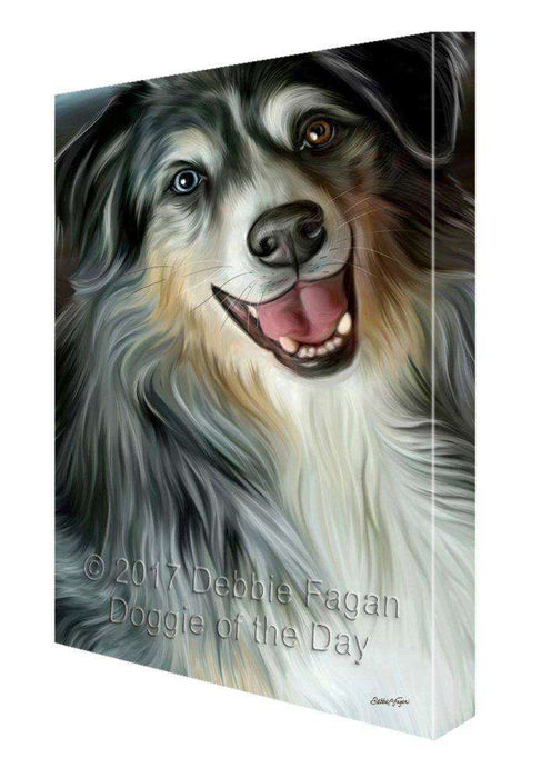 Australian Shepherd Dog Painting Printed on Canvas Wall Art Signed