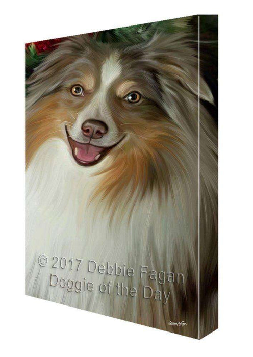 Australian Shepherd Dog Painting Printed on Canvas Wall Art Signed