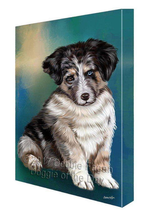 Australian Shepherd Dog Painting Printed on Canvas Wall Art Signed