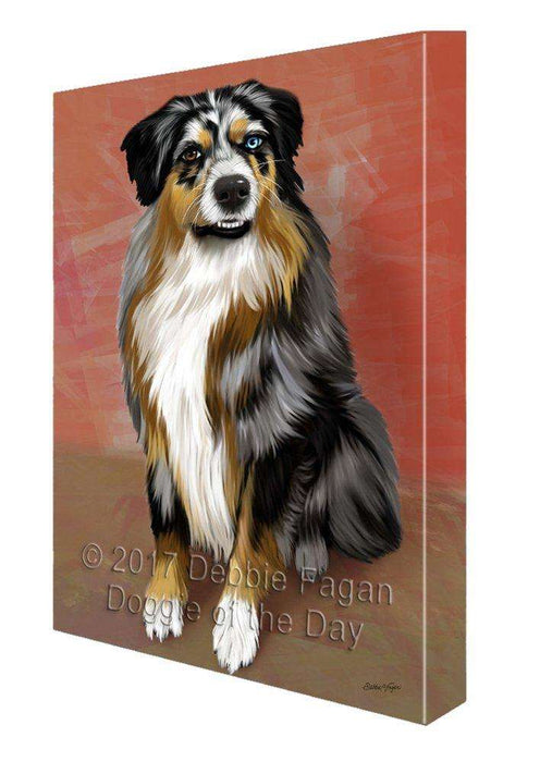 Australian Shepherd Dog Painting Printed on Canvas Wall Art Signed